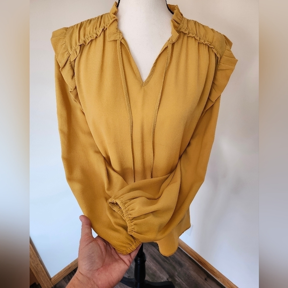 Andree By Unit Mustard Ruffle Shirt - Picture 4 of 6